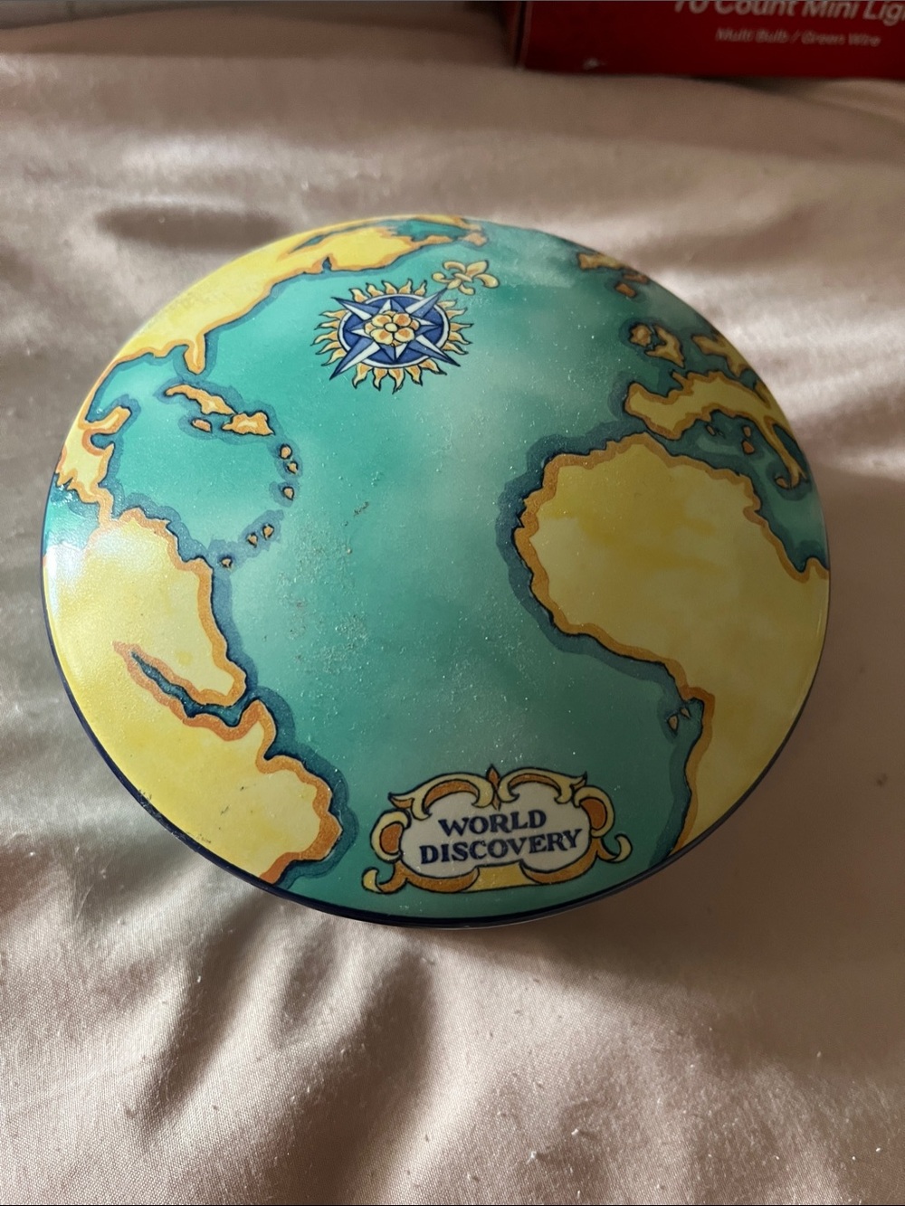 Tiffany & Co. Decorative Globe Tin in Teal and Yellow